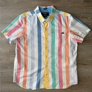 Chubbies Aqua and White Striped Shirt